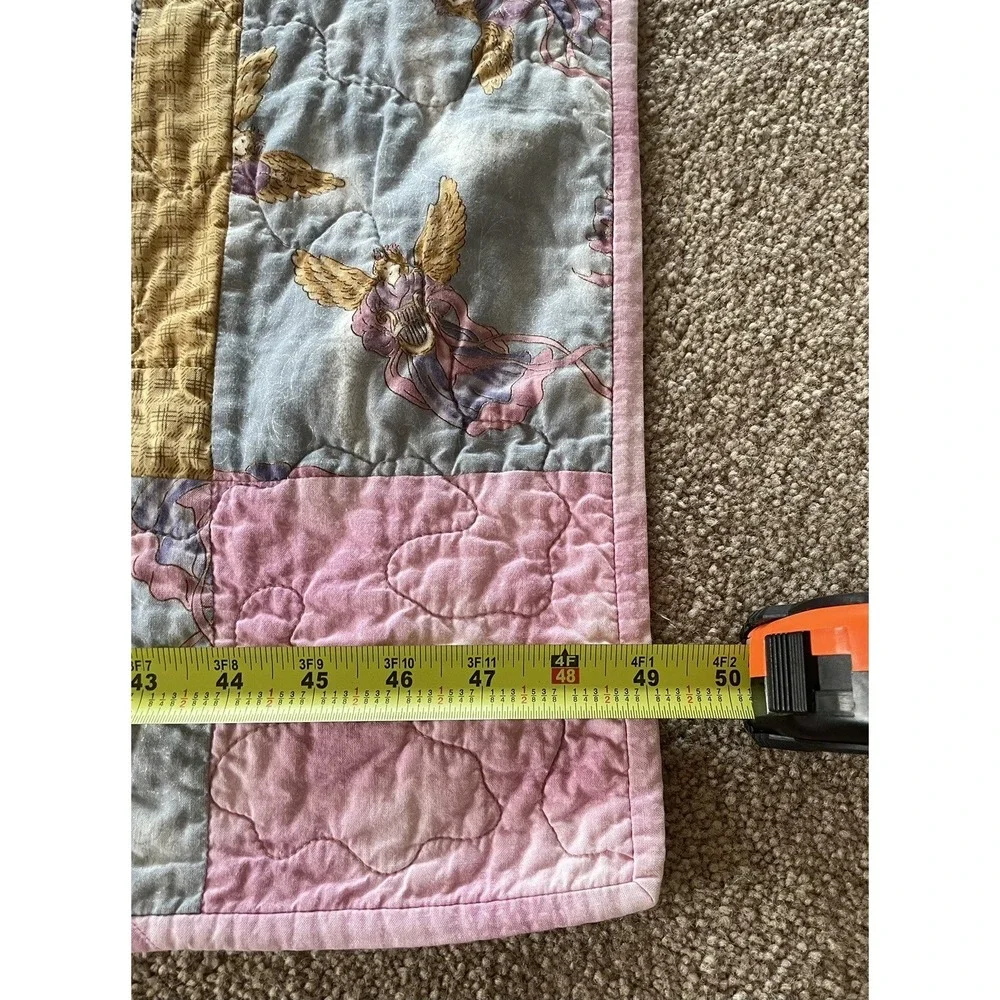 VTG Patchwork Quilt Blanket Angels Cottagecore Victorian Trip Around The World‎